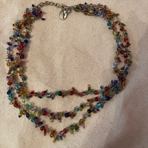 90s/y2k Bead + SilverTone ZAP MultiStrand Necklace